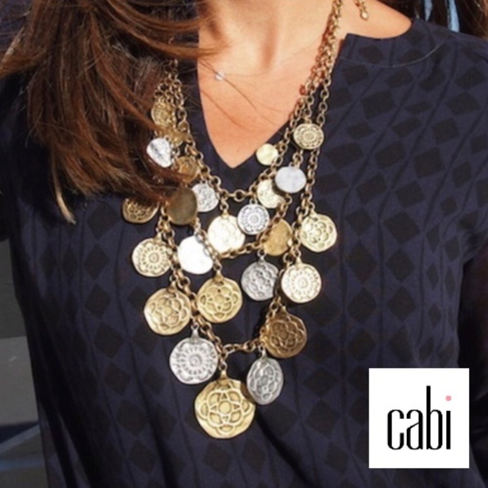 Stunning Vintage cabi Fall 2015 3pc Tile Coin Silver & Gold Necklace in Box! ♥ - Picture 5 of 15